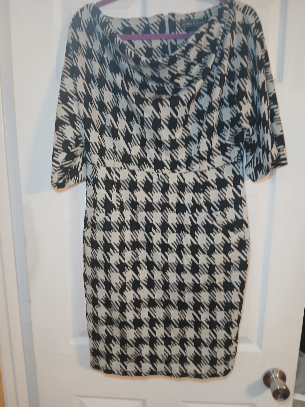 Jessica Howard Black and White Houndstooth Midi Dress